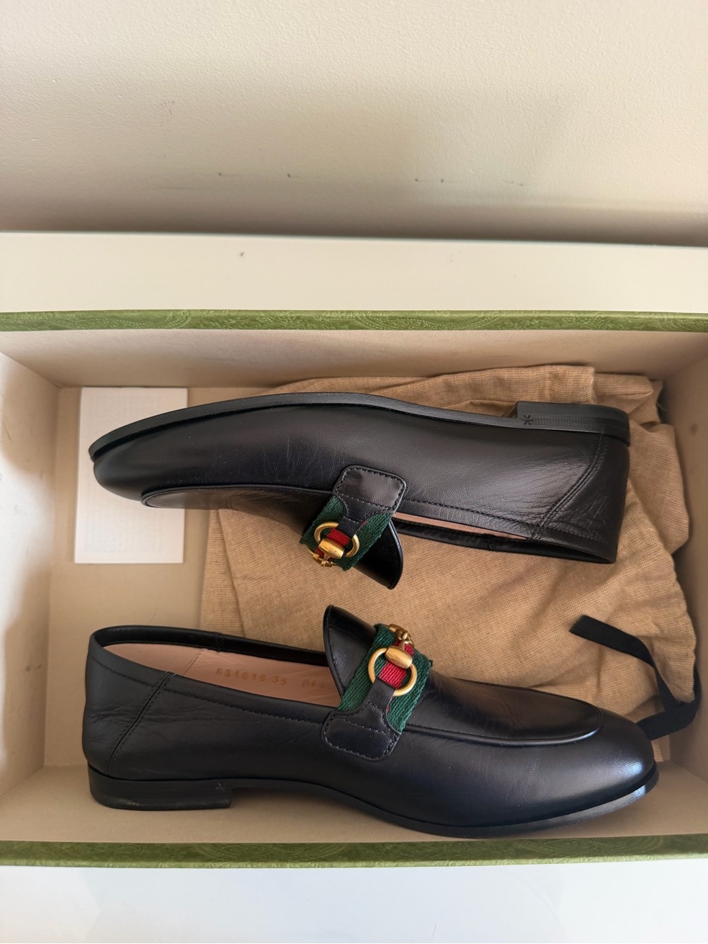 Gucci Black Leather Horsebit Web Stripe Loafers EU 35 - Picture 8 of 8